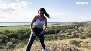 A girl was fucked during her training session outdoors, a thrilling spot