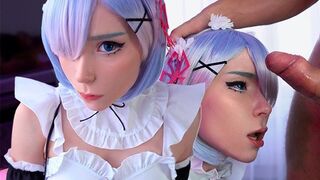 Kawaii Maid Cosplay Gives Deepthroat Blowjob to Her Boss in POV