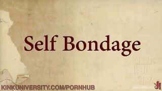 Alternative girl demonstrates self-bondage techniques in a kinky tutorial