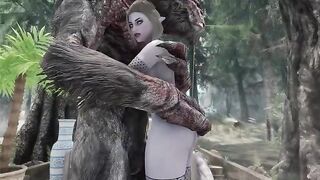 Dark Elf gets fucked by a giant troll in Skyrim