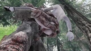 Dark Elf gets fucked by a giant troll in Skyrim