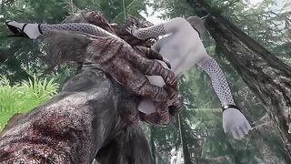 Dark Elf gets fucked by a giant troll in Skyrim