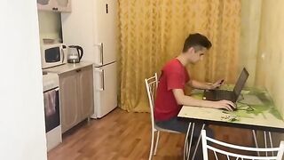The computer broke down, and a friend came to repair it. He also repaired her