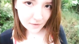 An Asian girl is getting fucked outdoors by the first comer in a new city