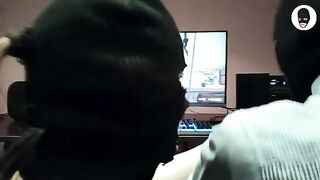 Girl with a balaclava plays a crazy deepthroat game in Cuphead, showcasing intense oral skills