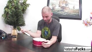 Natasha Nice is so fucking excited to ride her boss’s hard rod