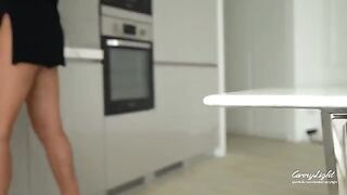 Pervert guy masturbates his cock when his step mom catches him