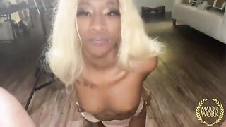 Petite hottie Mini Stallion, 4'4" Ebony beauty, takes a hard pounding