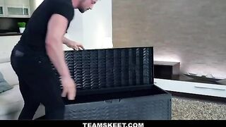 A tiny girl with a big ass gets fucked by a huge cock in a prank video