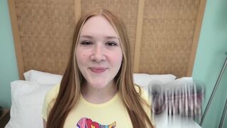 Redhead teen with freckles and red pubic hair gets her pussy filled with sperm