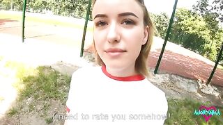 A student is fucking with her teacher at the stadium to get a good mark