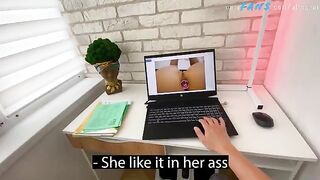 A stepson got caught jerking off while looking at his sexy stepmom in a compromising photo