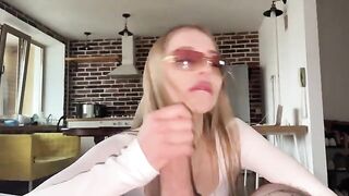 Pretty babe wears glasses, gets fucked and cum on her specs