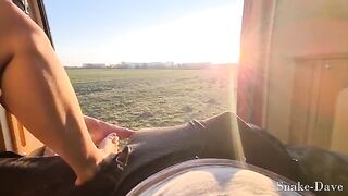 Outdoor fun in the car with a passionate brunette in the camper