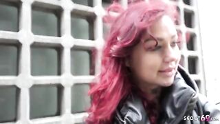 Redhead college girl Ria Red gets fucked by German scout in hotel room
