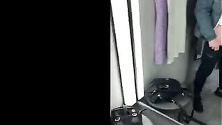 A girl did a big squirt in the fitting room, her face covered with cum