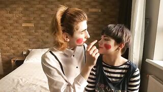 Hot mime show with a twist of passion and kissing