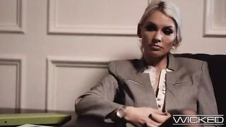 A sexy blonde woman, Kenzie Taylor, fucks with her boyfriend in a steamy threesome