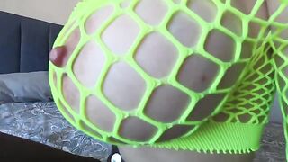 Big and natural boobs bring unforgettable pleasure in green