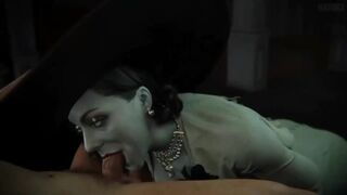 The evil Lady Dimitrescu from Overwatc hgets her pussy eaten out