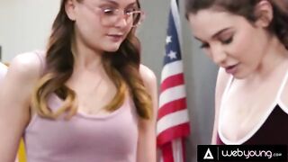 Two young girls fucked with a pantie during detention by Webyoung