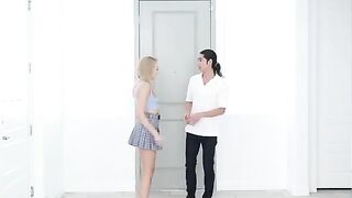 Skinny blonde gets fucked hard in the kitchen with passion