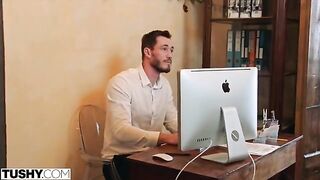 Nancy satisfies her anal fantasies with a coworker