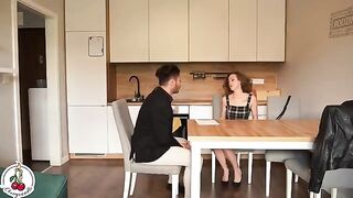 A tall beauty has sex with a real estate agent for rent discount