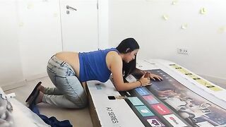 I fucked my stepmom through a box, she thought it was my dad playing