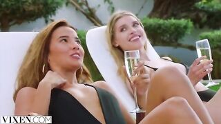 A group sex session with four stunning individuals, featuring the captivating Vixen vibe