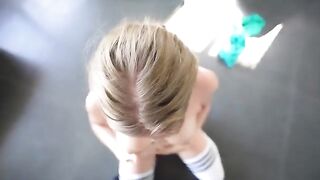 A sweet and sweaty teen gets fucked hard at the gym with a big creampie