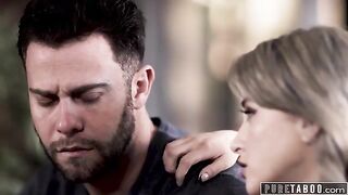 The petite blonde Lola Fae has to engage in intimate acts with her stepdad to stay under his roof