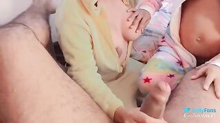 A pregnant woman in her sixth month enjoys a great cock sucking