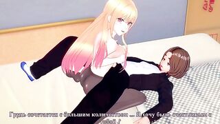 Marin Kitagawa is having fun with a beautiful girl in a dress