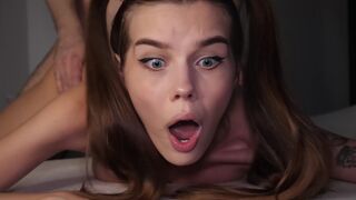 Petite teen caught in anal sex with a huge cock, screaming!