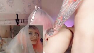 The bride cheats on her husband with his best friend and gets a messy cumshot