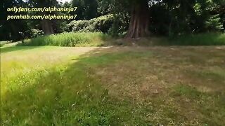 Busty brunette gets banged outdoors and cum on face