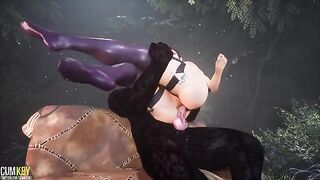 Furry werewolf mates with a beautiful woman in 3D porn