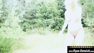 A pregnant blonde gets fucked on the beach by an old man