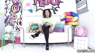 Skinny brunette Kira Perez gets her pussy railed and swallows cum in HD