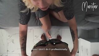 A cute girl is fucking with a guy from the cleaning company in a steamy scene