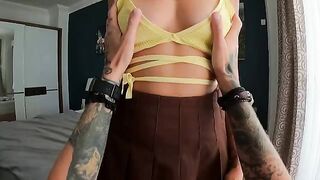 A juicy cock sucking with a hot tattooed babe
