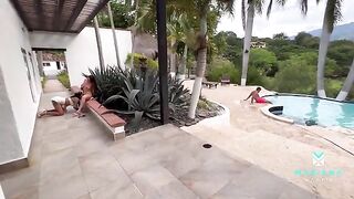 I fucked my boyfriend and his stepsister outdoors by the pool