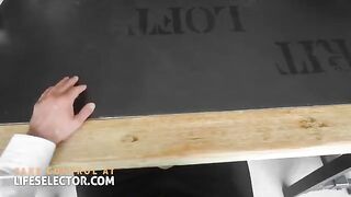 The sexy secretary Mary Bambola is rubbing her feet on the dick