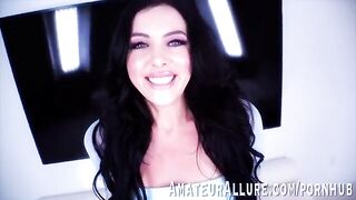 Theodora Day, sexy brunette with blue eyes, expert oral skills