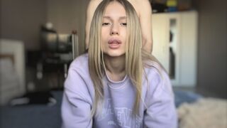 The couple has tender sex, and the girl shows her body to her boyfriend in a sexy dress