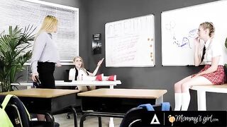 A naughty student and her bestie must satisfy their strict teacher