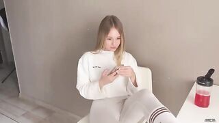 A girl threw her legs on the table and was fucked