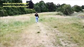 A girl is fucking outdoors in the park and gets cum on her face