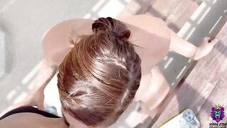 Bored busty Latina gets convinced to fuck on the roof